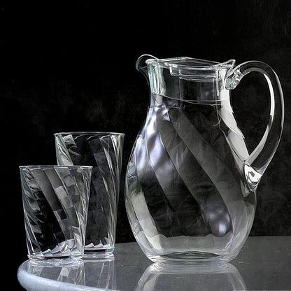 Amazing Abby - Bubbly Whirly - Plastic Pitcher (64 oz, 2 Quart), Clear Water Pitcher with Lid, Fridge Jug, BPA-Free, Shatter-Proof, Great for Iced Tea, Sangria, Lemonade, Juice, Milk, and More