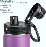 Load image into Gallery viewer, Koodee Insulated Water Bottle, 18 oz Stainless Steel Double Wall Vacuum Wide Mouth Sport Bottle with Leakproof Spout Lid (Purple)