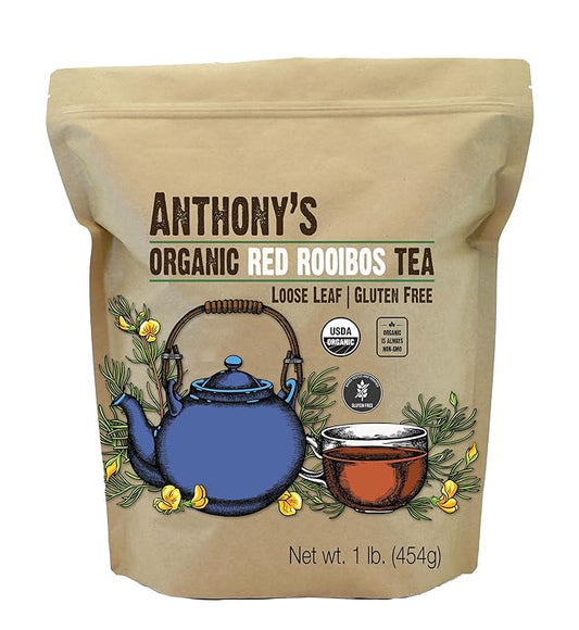 Anthony's Organic Red Rooibos Loose Leaf Tea, 1 lb, Gluten Free, Non GMO, Non Irradiated, Keto Friendly