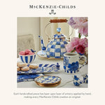 Load image into Gallery viewer, MACKENZIE-CHILDS Enamel Tea Kettle, Stylish Tea Kettle for Stovetop, Blue-and-White Royal Check, 2 Quarts