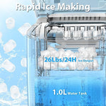 Load image into Gallery viewer, Antarctic Star Countertop Ice Maker，Portable Ice Makers with Self-Cleaning, Bullet Ice Machine, 26Lbs/24H, 9 Ice Cubes Ready in 6 Mins for Kitchen Bar Party RV, Grey