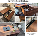 Load image into Gallery viewer, HAIOOU Lift Top Coffee Table, Mid Century Modern Coffee Table with Storage for Living Room, Walnut Coffee Tables with Sliding Fence Door, 35.4'' Rectangular Fluted Center Table (Brown)