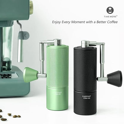 TIMEMORE Manual Coffee Grinder Chestnut C3 ESP Pro, Hand Coffee Grinder, Stainless Steel S2C Conical Burr Coffee Grinder with Foldable Handle, Adjustable Grind Setting for Espresso - Green