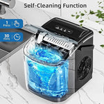 Load image into Gallery viewer, Antarctic Star Ice Maker Countertop, Portable Ice Machine with Carry Handle, 26Lbs Per Day, 9 Cubes Ready in 6 Mins, Self-Cleaning Ice Makers with Ice Scoop and Basket for Kitchen/Office/Party (Black)