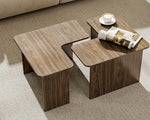 Load image into Gallery viewer, VESCASA Modern L Shaped Nesting Coffee Table Set of 2 Modular Rectangle Walnut Wood Table for Living Room