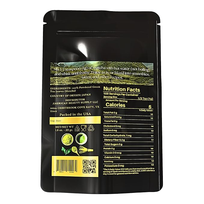 Canan Koska Ceremonial Grade Matcha Powder – Stone-Ground Green Tea from First Harvest Leaves, Perfect for Whisking, Lattes & Smoothies – No Additives – Resealable Pouch - 1.76oz (50g) - Pack Of 1