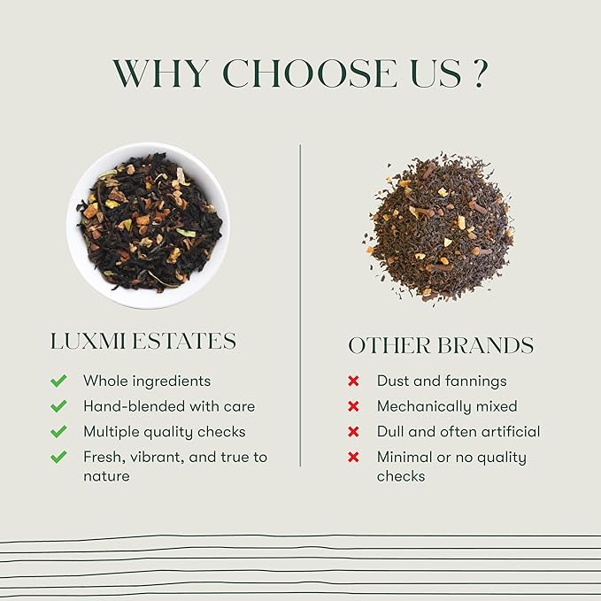 Luxmi Estates - Orange Spice - Organic Black Darjeeling Tea - Loose Leaf - 100g (50 cups) | Limited Fall Tea | Special Edition Autumn Tea | Smooth, Flavorful, Robust and Caffeinated