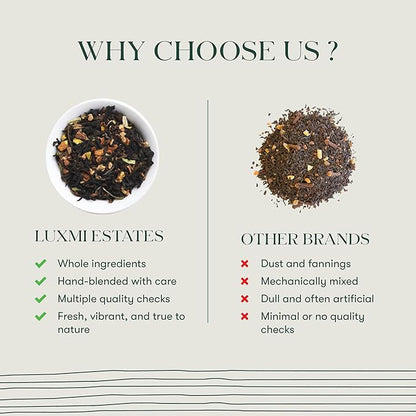 Luxmi Estates Orange Spice Black Tea 50 Tea Bags (100g) Pack | Certified Organic Black Tea | Smooth, Flavorful, Robust, Caffeinated | Darjeeling Tea from India | 50 Cups Bulk Pack