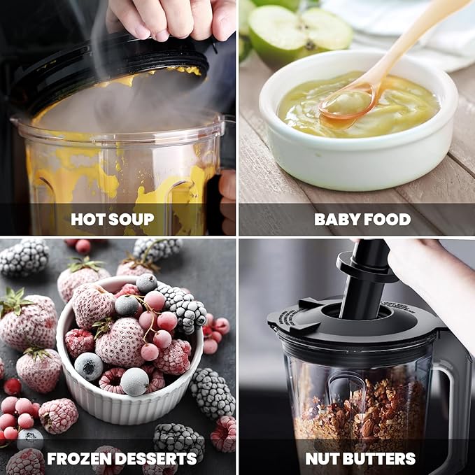 Commercial Blender, 1500W Vacuum Blender for Less Foam, Professional-Grade Quiet Shield, Kitchen Timer, 9 Speeds, 6 Programs for Smoothies, Frozen Drinks, Self-Cleaning, 64oz Bulk Production