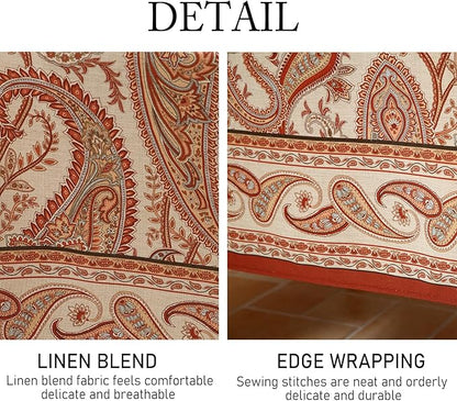 Designer French Red Small Rectangular Tablecloth,Linen Table Cloth with Cashew Pattern,Stain Proof Decor Tablecloths for Dining Thanksgiving Kitchen Christmas,55"*71"-Chauffrey D