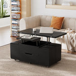 Load image into Gallery viewer, homary Black Lift-Top Coffee Table with Hidden Storage, 3-in-1 Modern Folding Center Table with 4 Stools, Casters, and Lockable Wheels – Convertible Dining &amp; Office Table for Living Room