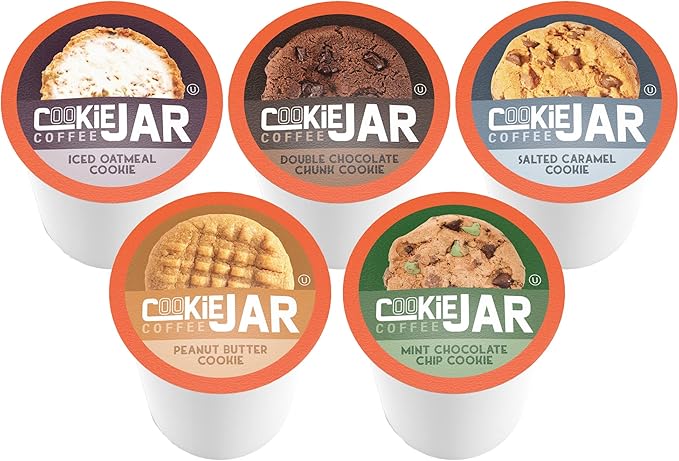 Cookie Jar Assorted Flavored Coffee Pods for Keurig K Cup Brewers, 40 Count Variety Pack – Flavored Coffee Sampler with Multiple Delicious Options