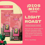 Load image into Gallery viewer, Dios Mio Coffee by Sofia Vergara, Light Roast, Whole Bean Premium Colombian Coffee, 12 Ounce Bag (Pack of 2)