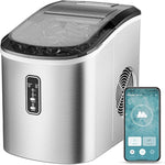 Load image into Gallery viewer, EUHOMY Smart Ice Makers Countertop -26lbs in 24 Hours, 9 Cubes Ready in 8Mins, Self-Cleaning Countertop Ice Maker, Portable Ice Maker with Ice Scoop and Basket, Perfect for Home/Kitchen/Office(Sliver