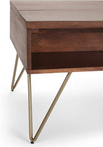 Load image into Gallery viewer, SIMPLIHOME Hunter Lift Top Coffee Table - 48 inch Wide Solid Mango Wood and Metal Industrial Cocktail Table in Umber Brown, Functional Living Room Table with 2 Storage Cubbies and Hairpin Legs