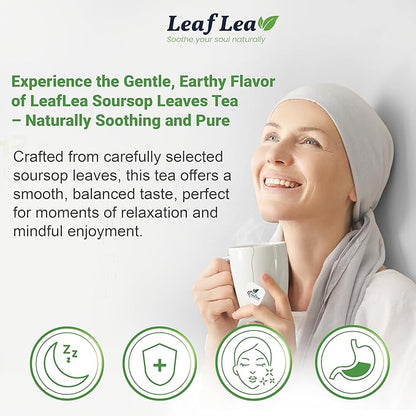 LeafLea 80 Soursop Leaf Tea Bags, from Natural Soursop Leaves (Graviola), Herbal Blend for Wellness, Sour Sop Herbal Tea Individually Wrapped for Freshness, Caffeine-Free, Vegan, No Sugar, Non-GMO