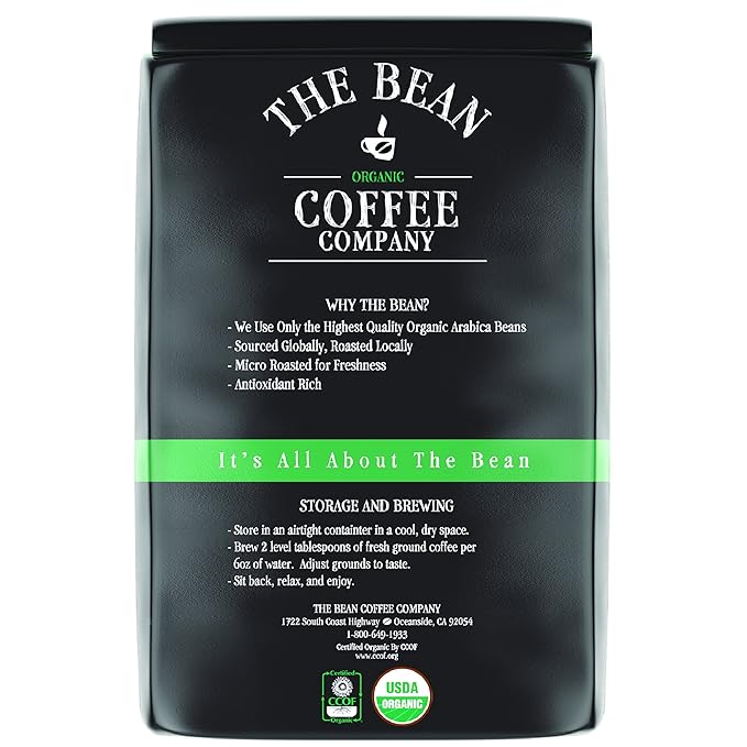 The Bean Organic Coffee Company Water Processed DECAF Peppermint Mocha, Medium Roast, Whole Bean Coffee, 80 Ounce Bag