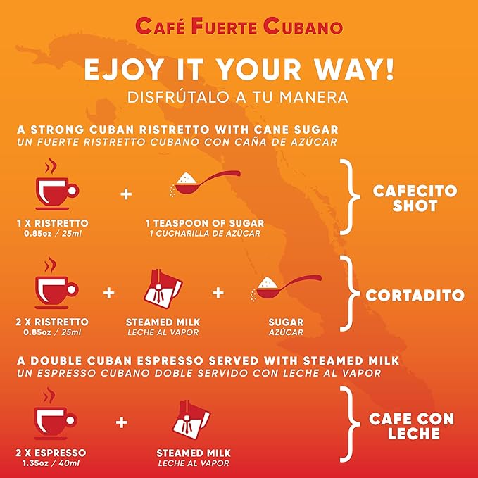 Café Fuerte Cubano, Aluminum Espresso Capsules, Compatible with Nespresso Original Machines, Dark Roast, Intensity 13, High Caffeine, Recyclable Coffee Pods, Roasted and Packaged in USA (40 Count)