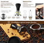 Load image into Gallery viewer, Newest 51mm Espresso Coffee Tamper Adjustable Height with Scale, 30lbs Springs Tamping Strength, Stainless Steel Flat Base, with Mat