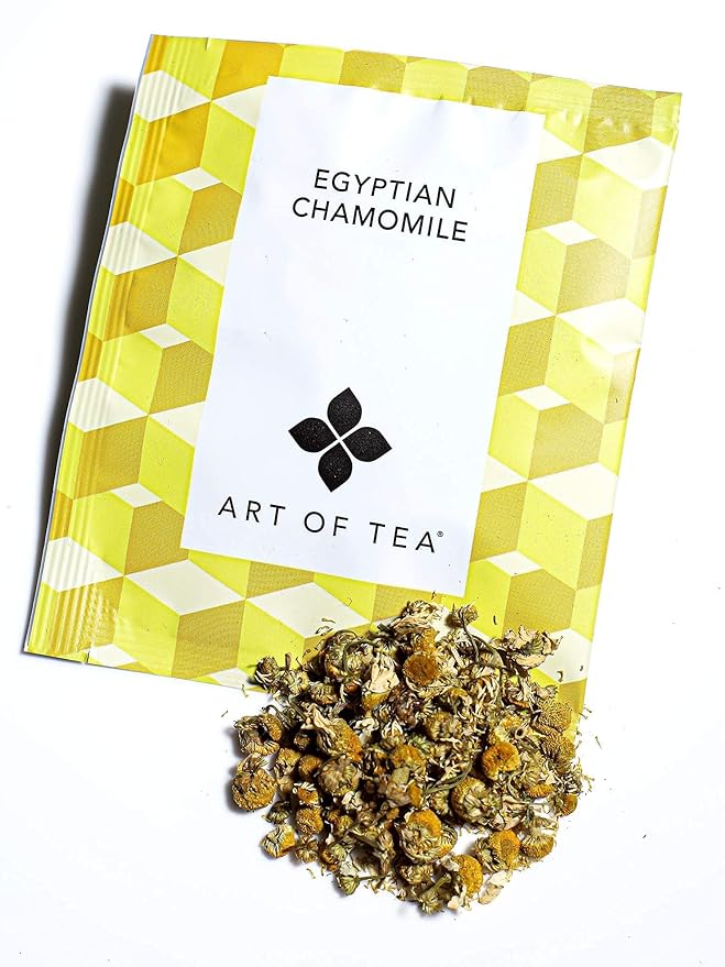 Art of Tea | Organic Egyptian Chamomile Tea Bags (Naturally Caffeine Free) | 12 Count Sampler Box