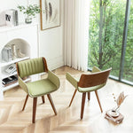 Load image into Gallery viewer, LUNLING Swivel Accent Faux Leather Dining Chairs, Mid Century Modern Chairs with Wooden Legs/Armrest/Upholstered Seat/Adjustable Foots for Kitchen Dining Room Desk Chairs,Green,1PCS