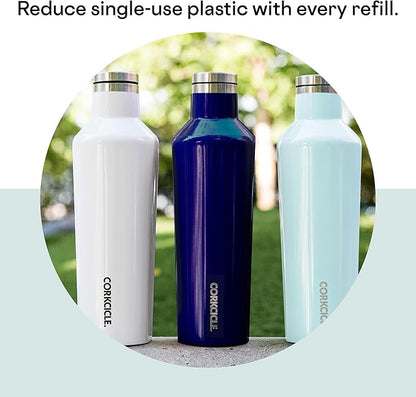 Corkcicle Classic Canteen Insulated Tumbler, Gloss Powder Blue, 25 oz – Reusable Water Bottle Keeps Beverages Cold for 25 Hours & Hot 12 Hours – Cupholder Friendly Tumbler with Screw-On Cap