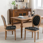 Load image into Gallery viewer, French Country Dining Chairs Set of 8, Black Upholstered Dining Chairs, PU Leather Tufted Back, Solid Wood Legs, Farmhouse Kitchen &amp; Dining Room Chairs, Sillas De Comedor (Black, 8Pcs)