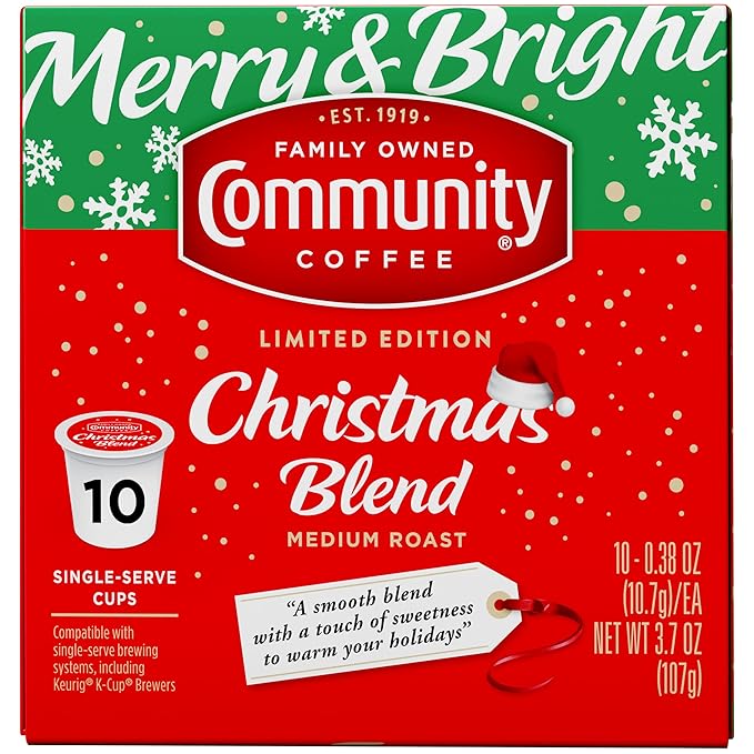Community Coffee Christmas Blend, Medium Roast, 60 Count Coffee Pods, Compatible with Keurig K-Cup Brewers (10 count- Pack of 6)