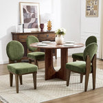 Load image into Gallery viewer, Mid-Century Modern Walnut Dining Chairs Set of 4, Vintage Green Wooden Kitchen Chairs, Retro Upholstered Velvet Cushioned Seat with Curved Backrest, Armless Accent Side Chair for Bedroom