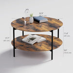 Load image into Gallery viewer, Round Coffee Table, 2-Tier 32.9" Circle Coffee Tables with Storage Wood Rustic Farmhouse Center Circular Coffee Table for Living Room Bedroom Balcony Office - Walnut