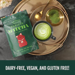 Load image into Gallery viewer, Two Leaves and a Bud Barista Matcha Sweetened Latte Blend (8 Servings), Japanese Matcha Green Tea Powder, 1 Resealable Bag, 120g (4.23oz)