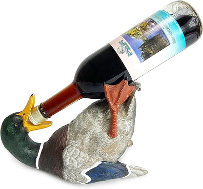 Rivers Edge Products 750ml Wine Bottle Holder - Hand-Painted Poly Resin Animal Kitchen Decor - Unique, Rustic Home Decor for Countertop and Bar - Wine Accessories for Wine Lovers