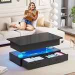 Load image into Gallery viewer, SEDETA 40" Lift Top Coffee Table, Coffee Tables with Storage for Living Room, Small Coffee Table with 2 Drawers &amp; LED Light for Dining Reception Room, Black