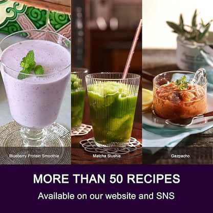 Tiger Smoothie Blender - Japanese Smoothie Maker for Smoothies, Crushed Ice, Milkshakes, Soups, Purees, Sauces, Matcha with Degree Diagonal-Blade Food Processor