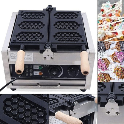Electric Waffle Maker Machine 1500W 110V Nonstick Electric Honeycomb Waffle Pop Maker, Commercial Stainless Steel Waffle Maker for Restaurant Bakeries Snack Bar Home