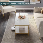 Load image into Gallery viewer, SAYGOER Modern 2-Tier Coffee Table for Living Room White Gold Coffee Tables Industrial Rectangle Wood Table for Large or Small Spaces Home Office Apartment, White Gold