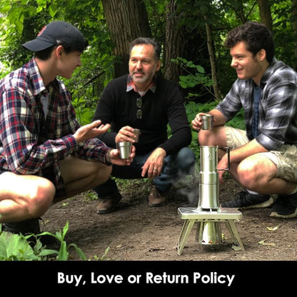 nCamp - Café, Portable Coffee Maker, Portable Espresso Machine, Compact Camping Coffee Maker, Stainless Steel Travel Coffee Maker with Camping Coffee Cup, Reusable, 12 oz