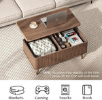 Load image into Gallery viewer, Lift Top Coffee Table, Mid Century Modern Coffee Table with Hidden Storage Compartment, 38" Fluted Center Table for Living Room, Home Office, Walnut