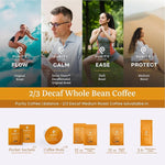 Load image into Gallery viewer, Purity Coffee BALANCE 2/3 Decaf Medium Roast Whole Bean Coffee (5lb Bag) - Specialty-Grade Mountain Water Processed Decaf + Regular Arabica Blend- USDA Certified Organic Decaffeinated - Third Party Tested for Mold, Mycotoxins, Pesticide Residue