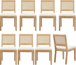 Load image into Gallery viewer, Vintage French Country Dining Room Chairs Set of 8, Rattan Dining Chairs with a Low Square Back, Beige Upholstered Dining Chair, Sillas para Comedor, Kitchen &amp; Dining Room Chair (Beige, Rattan, 8Pcs)