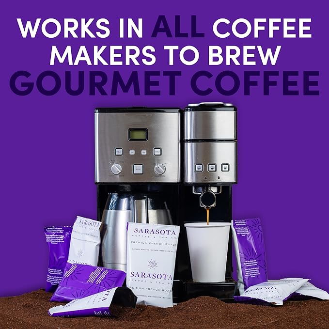 Coffee Packets – 2oz Dark Roast Coffee Packs, European French Roast Ground, Pre-Measured Single-Pot Brew Bags for 12 Cup Makers (36 Count)