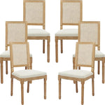 Load image into Gallery viewer, Vintage French Country Dining Chairs Set of 6, Rattan Dining Chairs with a Square Back, Beige Upholstered Dining Chair, Sillas para Comedor, Kitchen &amp; Dining Room Chair (Beige, Rattan, 6Pcs)