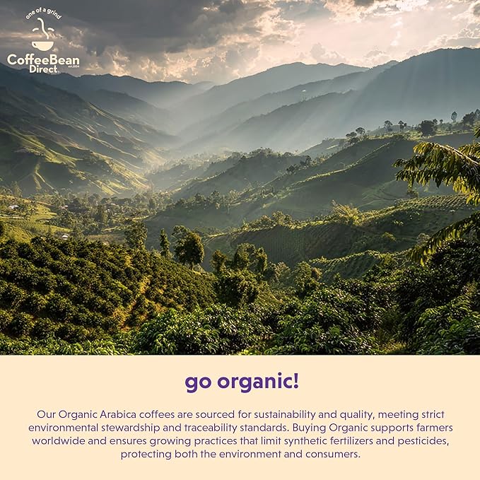 Coffee Bean Direct Organic Fair Trade Espresso, Whole Bean Coffee, Dark Roast, 5 Pound Bag (Pack of 1)