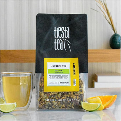 Tiesta Tea - Limeade Livin, Loose Leaf, Sweet Lime Herbal Tea, Premium Non-Caffeinated Blend, Make Hot or Iced, Brews Up to 200 Cups, 16 oz Resealable Bulk Pouch