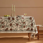 Load image into Gallery viewer, Designer Christmas Beige Linen Small Rectangular Tablecloth,Pinecones Pattern Indoor Tablecloths,Washable Decor Table Cloth for Dining Thanksgiving Kitchen Christmas,55"*71"-Carol B