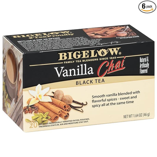 Bigelow Vanilla Chai Black Tea Bags, 20 count (Pack of 6)