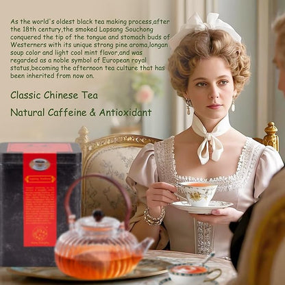 Xiangsou Moistening Tea,Lapsang Souchong Tea,Chinese Classical Smoked Black Tea with 30 Tea Bags,Strong Flower Fragrance With a Smoky Taste