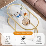 Load image into Gallery viewer, Coffee Table Gold Glass Coffee Tables for Living Room, Oval Table Center Table with Sturdy Metal Frame,Modern Tempered Glass Accent Tables for Bedroom Home Office