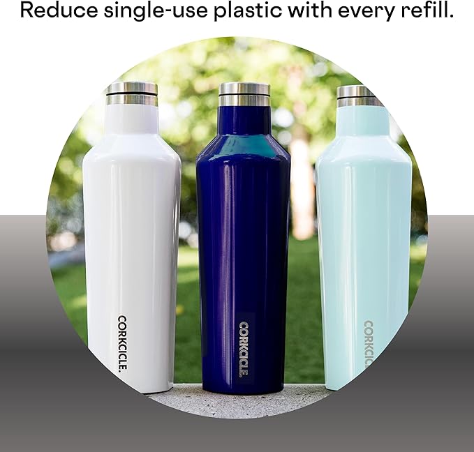 Corkcicle Classic Canteen Insulated Tumbler, Ceramic Slate, 25 oz – Reusable Water Bottle Keeps Beverages Cold for 25 Hours & Hot 12 Hours – Cupholder Friendly Tumbler with Screw-On Cap