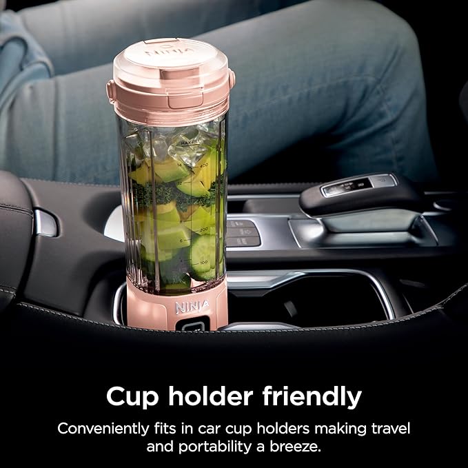 Ninja BC155PS Blast Two-Pack Portable Blender, Cordless, 18oz. Vessel, Personal Blender-for Shakes & Smoothies, BPA Free, Leakproof-Lid & Sip Spout, Rechargeable, Dishwasher Safe Parts, Peach & Stone